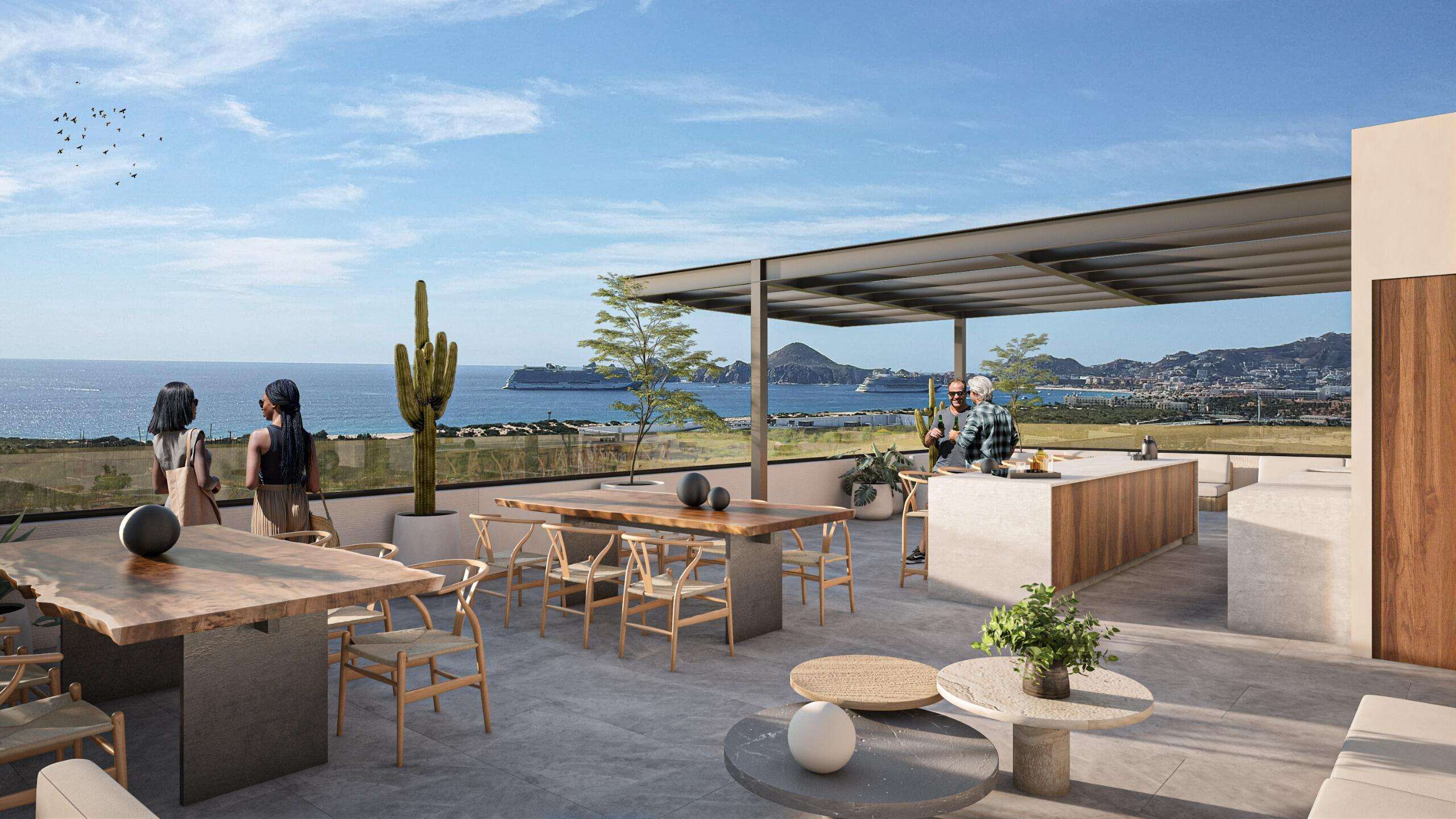 Los Cabos Punto Nima Punto Nima, is a residential development, designed and constructed, by Central de Arquitectura and Fortem Capital. Inspired by the location of the site and context of San Jose, the building is designed with a modern functional spaces with style and natural materials that coexist with the characteristic nature of San Jose. This residential building is designed with diverse amenities of the highest quality, such as a fully equipped gym, pickleball court, rooftop pool with amazing for sale