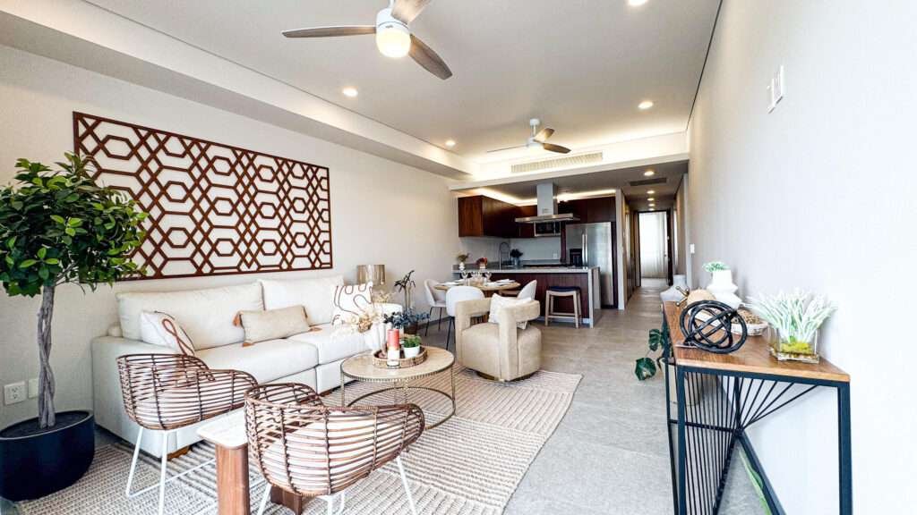 Los Cabos Centro Residence D-1 is the fully completed showroom residence at Park Cabo, available for showings and purchase. While this unit is completed and available to experience firsthand, the remainder of the development is currently under construction and scheduled for delivery in July 2026; therefore, the project is categorized as pre-construction.Located in the heart of downtown Cabo San Lucas, Park Cabo Residences offers unmatched walkability just minutes from the marina, restaurants, nightlife, shopping, and local attractions. This boutique development blends modern design, comfort, and lifestyle in one of Cabo's most desirable investment locations.Residence D-1 is a unique 3-bedroom lock-off condo thoughtfully designed for maximum flexibility and income potential. Owners have the ability to use the residence as a full-time home or separate it into independent living spaces, making it ideal for short-term rentals, vacation use, dual occupancy, or investment purposes in Cabo's thriving rental market.The development features a beautifully designed resort-style swimming pool, covered parking, pet-friendly areas, and inviting common spaces that create a relaxed yet sophisticated atmosphere.One of the property's standout features is its private rooftop terrace, offering additional outdoor living space perfect for entertaining, relaxing, or enjoying Cabo's – S/N Niños Heroes, Cabo San Lucas, BS