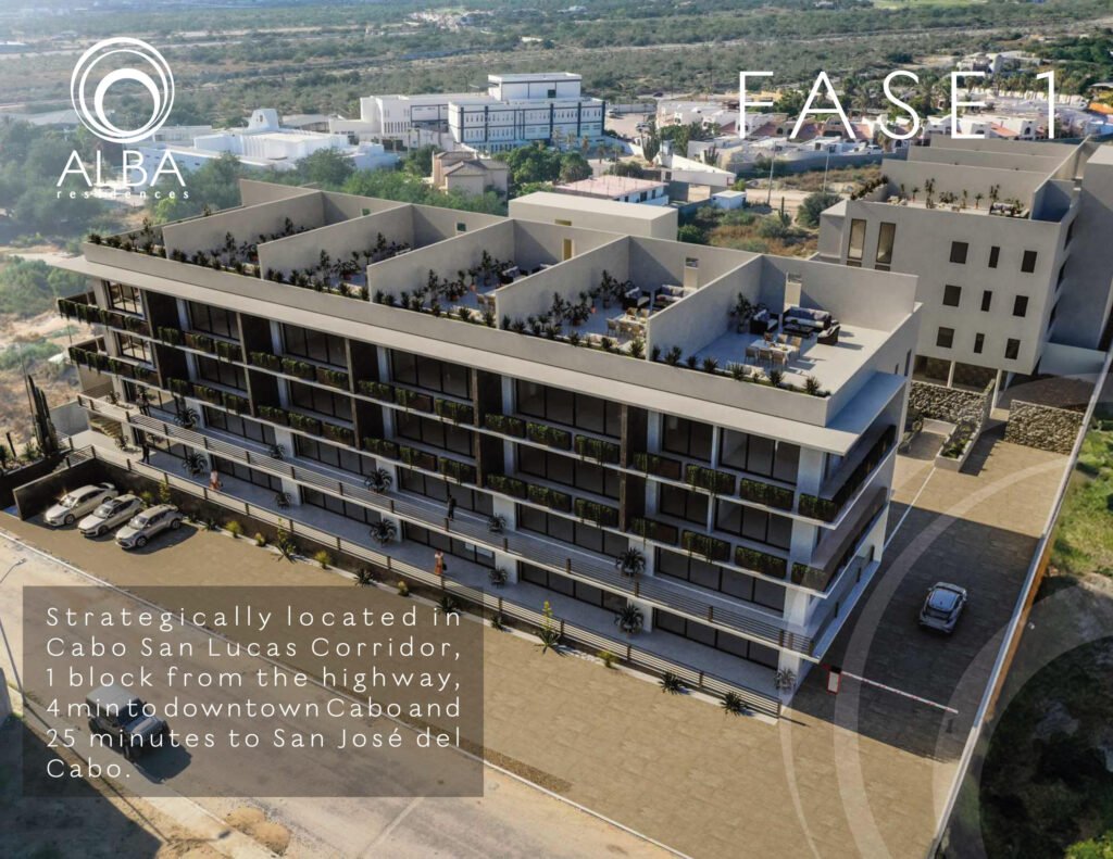 Los Cabos Alba Residences Discover the epitome of affordable luxury living at the newly launched Alba Residences. Strategically located just steps from the main highway, this property offers unparalleled accessibility and convenience. In addition to residential units, Alba features commercial spaces on the first two floors, enhancing the overall living experience for residents. We are pleased to announce that the final units are still available at pre-sale pricing. For further information, please do not hesitate to contact me. Finishings extra.PRICE IS BASED. Descubra el epítome de la vida de lujo asequible en las recién inauguradas Alba Residences. Estrategicamente ubicadas a solo unos pasos de la carretera principal, esta propiedad ofrece una accesibilidad y conveniencia inigualables. Además de las unidades residenciales, Alba cuenta con espacios comerciales en los primeros dos pisos, mejorando la experiencia de vida en general para los residentes. Nos complace anunciar que las últimas unidades aún están disponibles a precios de pre-venta. Para más información, no dude en ponerse en contacto conmigo. Acabados extra – Via Alba, Cabo Corridor, BS