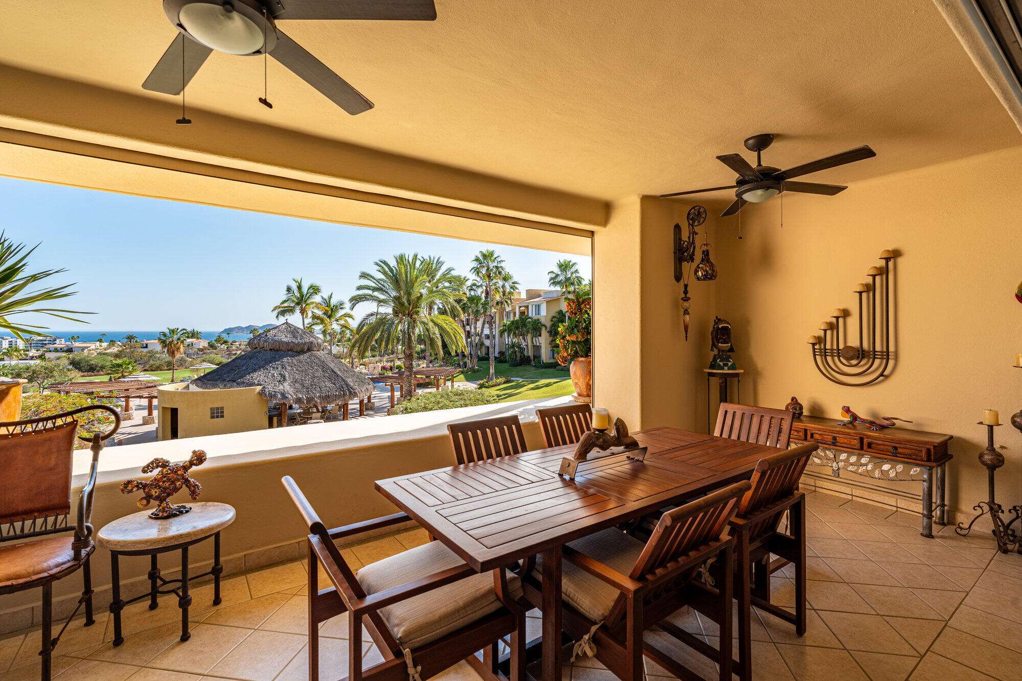 Los Cabos Gardenias Wake up to Baja sunrises from your primary bedroom's private balcony, or host friends on the main terrace overlooking the ocean and fairways from your 2 bedroom condo. Enjoy premium amenities like pickleball courts, a pool, jacuzzi, and a gym. Whether you are hitting the championship course in the morning, playing pickleball with neighbors, or just relaxing under the community palapa, the lifestyle here is completely effortless. This is an ideal match for those looking to downsize the maintenance while keeping the luxury lifestyle. The interior features brand new appliances and zero maintenance hassle. A big plus: it includes a valuable, large private garage perfect for your vehicle and golf gear. – Las Arenas, Cabo Corridor, Cabo Corridor, BS