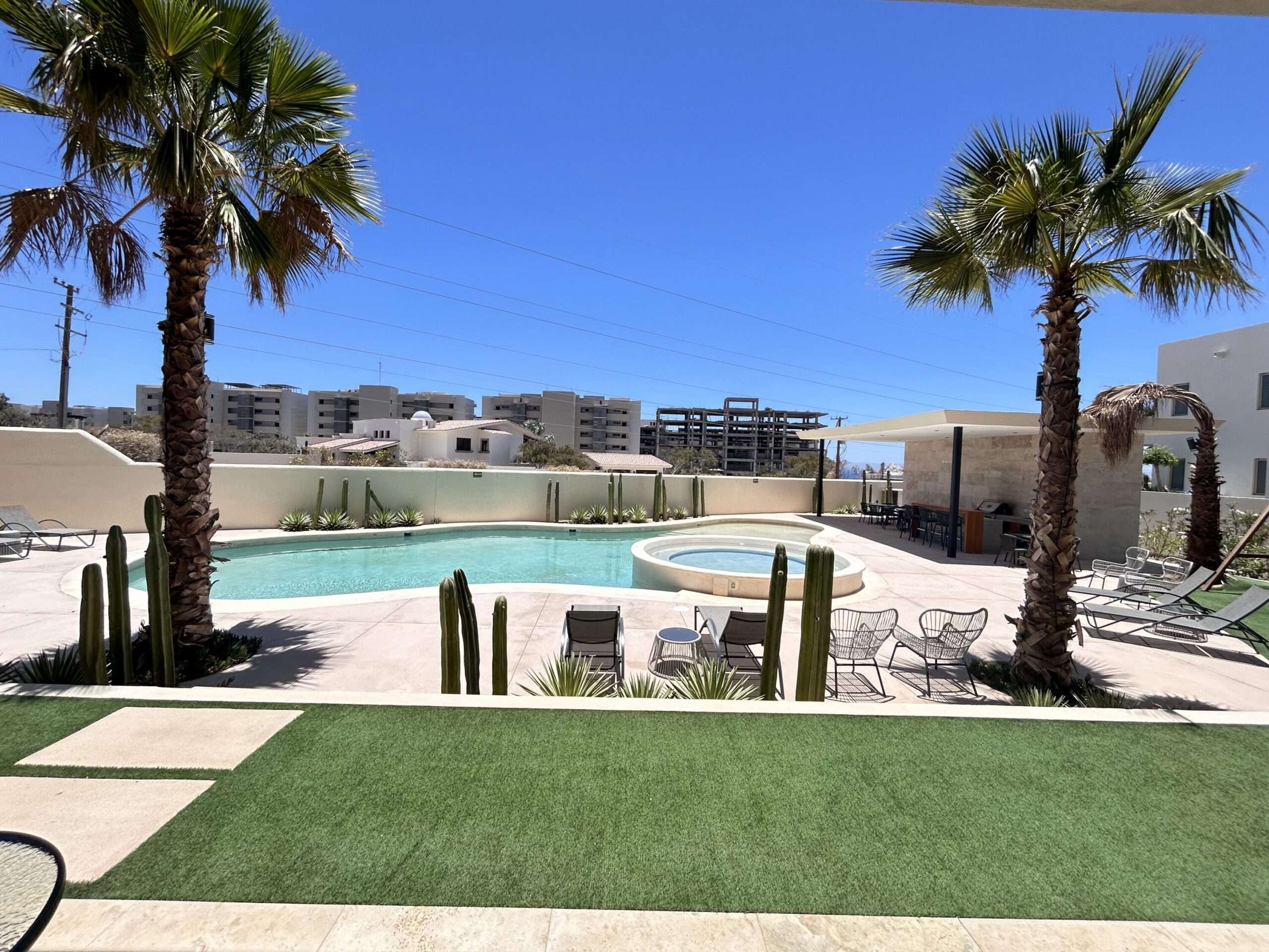 Los Cabos Tortuga Bay Wake up to the sound of the Sea of Cortez at Tortuga Bay, a move-in-ready beachfront community in the heart of San Jose del Cabo. With owners already onsite and 60-day closings available, this is a rare opportunity to own a brand-new beachfront residence ready to enjoy immediately or place into a rental program. Residents enjoy resort-style amenities including pools, Jacuzzi spas, fitness center, pickleball courts, BBQ areas, and direct beach access within a secure gated community. Unit 3415 is a beautifully designed 2BR/2BA residence with over 1,600 sq.ft. of beachfront living, featuring open-concept living and dining areas, spacious bedrooms, premium finishes, and a large covered terrace ideal for enjoying ocean breezes and Cabo sunsets. for sale